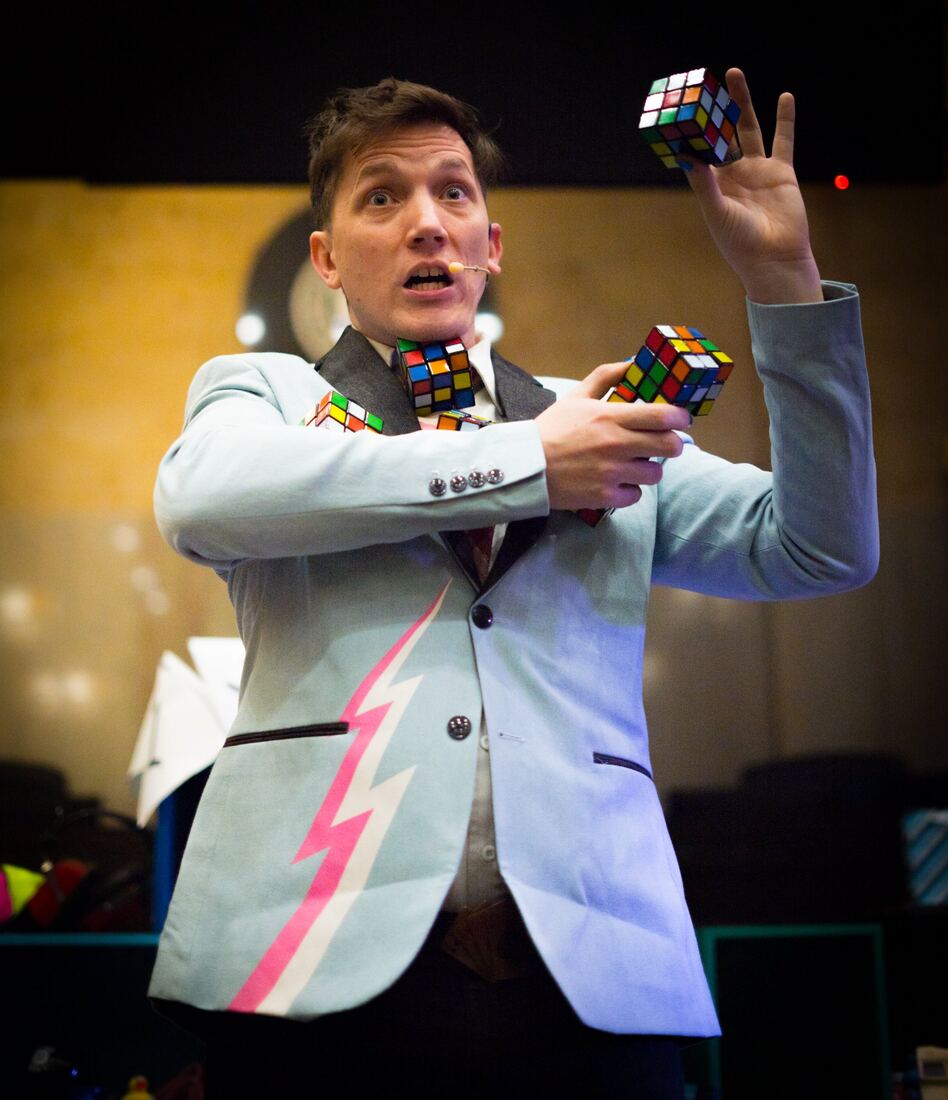 Joe Coover with a Rubik's cube